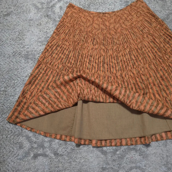 LIZ & CO Rust Brown Geometric Leaf Abstract Fall Skirt 100% Cotton, Lined, 10 - Picture 8 of 13